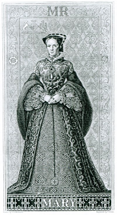 Königin Maria I. graviert von T. Brown von Hans Eworth